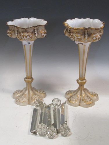 Lot 52 - A pair of opaque glass lustres