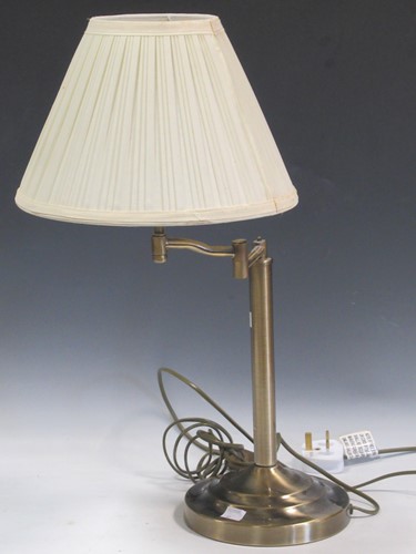 Lot 34 - A modern brass adjustable table lamp, with shade