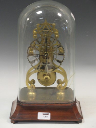 Lot 102 - A Victorian brass skeleton timepiece, by...