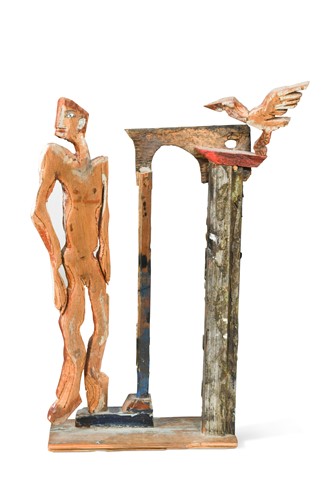 Lot 131 - Zoë Rubens (British, born 1969), a carved and painted wood sculpture