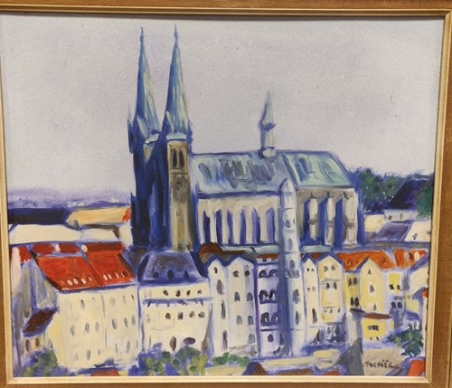 Lot 218 - Pospisil (20th century) city skyline with a...