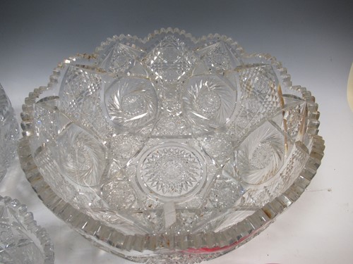 Lot 10 - A massive cut glass Punch bowl, A similar...