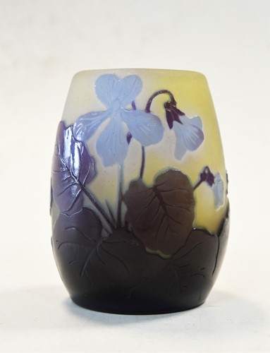 Lot 4 - Emile Gallé (French, 1846-1904), a small double overlay cameo glass vase