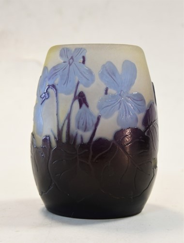 Lot 4 - Emile Gallé (French, 1846-1904), a small double overlay cameo glass vase