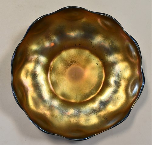 Lot 1 - A Tiffany Favrile glass finger bowl and stand