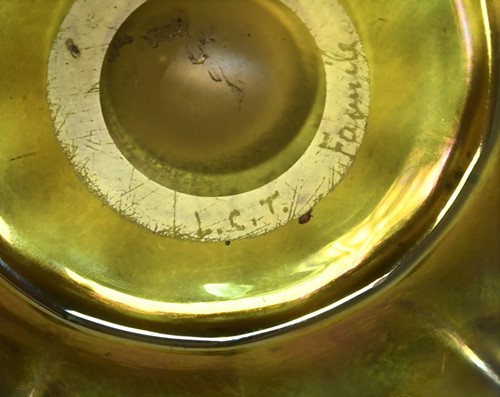 Lot 1 - A Tiffany Favrile glass finger bowl and stand