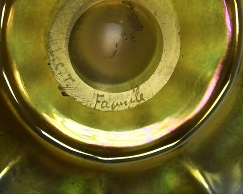 Lot 1 - A Tiffany Favrile glass finger bowl and stand