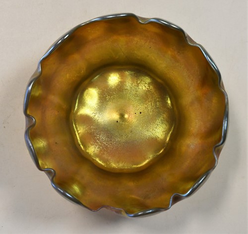 Lot 1 - A Tiffany Favrile glass finger bowl and stand
