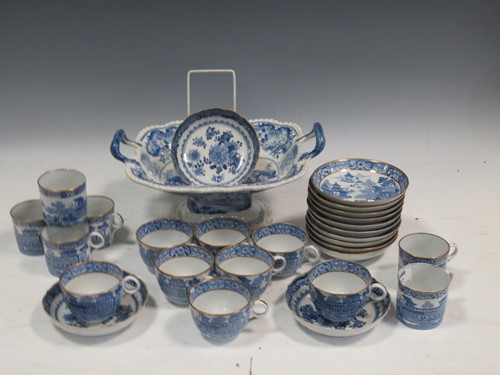 Lot 147 - Items of Regency porcleain blue and white tea...