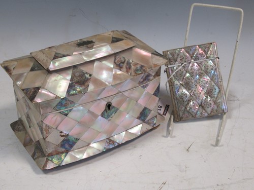 Lot 81 - A Regency mother of pearl tea caddy and a card...