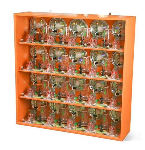 Lot 156 - Hervé Graumann (Swiss, born 1963), Vertical Pattern - Square Orange I