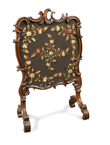 Lot 376 - A mid-Victorian walnut fire screen107 x 65 x...