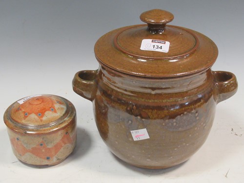 Lot 134 - David Lloyd-Jones, a twin handled stoneware...