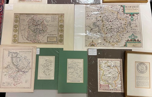 Lot 82 - County maps, mainly of Bedfordshire, including...