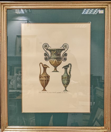 Lot 206 - Two pairs of coloured prints - vases and...