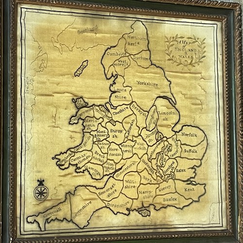 Lot 78 - A silkwork map of England and Wales, 19th...