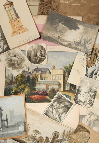 Lot 202 - Collection of twenty-two pencil or pen and ink...