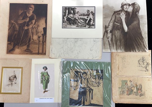 Lot 282 - A collection of figural prints and artwork,...