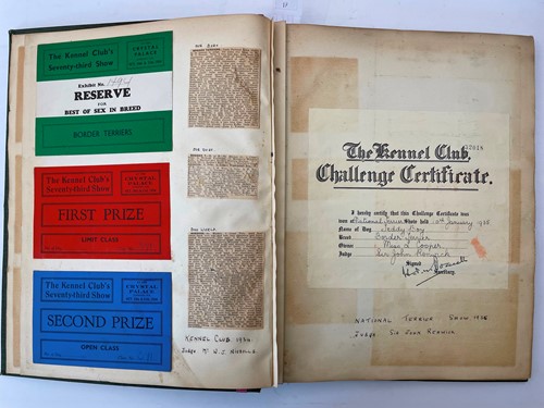Lot 218 - Border Terriers, a 1930s scrap album of dog...
