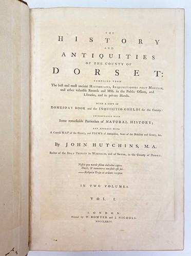 Lot 132 - HUTCHINS (J) History of Dorset, 1774, folio, 2...