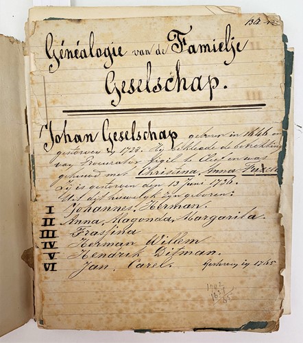 Lot 276 - A small notebook of family genealogy for the...