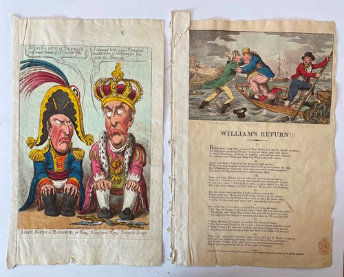 Lot 61 - Six hand coloured satirical cartoons by...