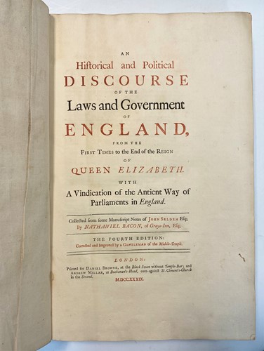 Lot 123 - SELDEN (John) An Historical and Political...