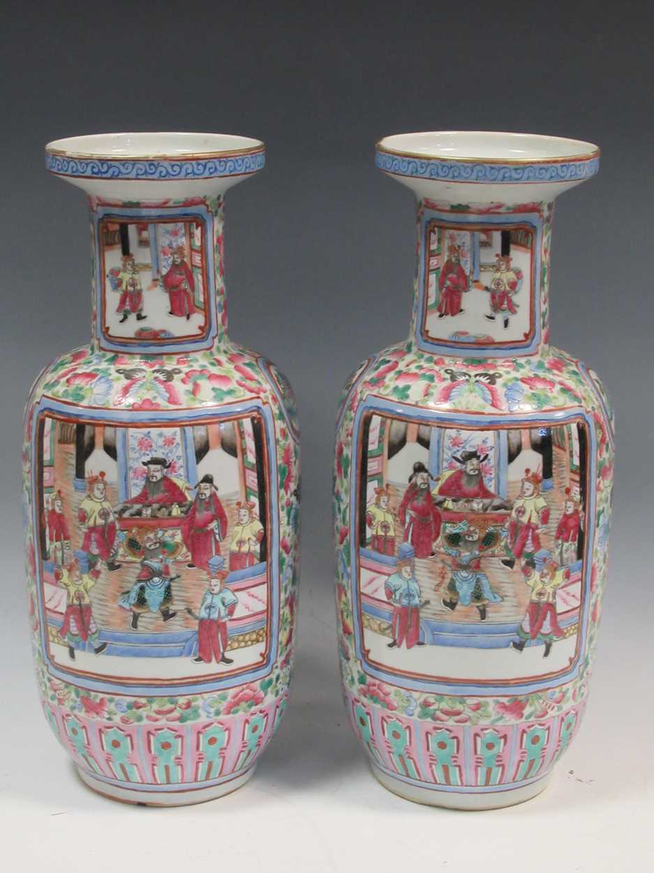 Lot 39 - A pair of large Chinese Famille Rose vases,...