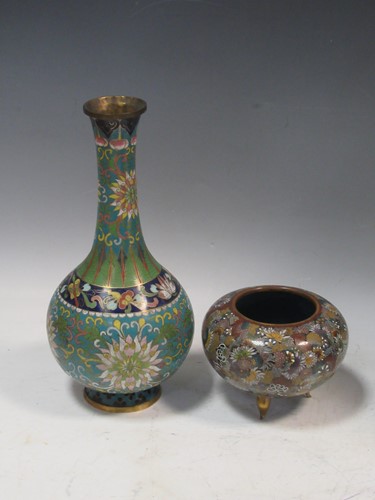 Lot 169 - A Chinese cloisonné vase circa 1900; together...