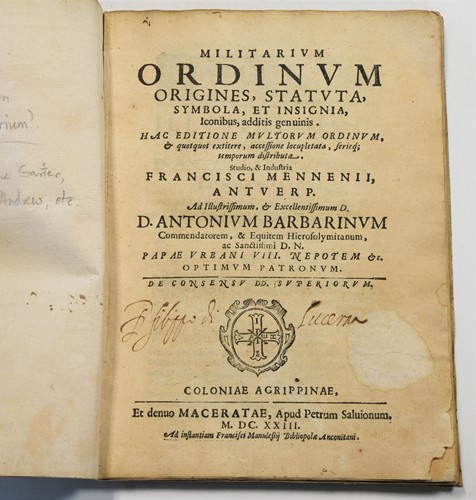 Lot 103 - MENNENIUS (F) Militarium Ordinum Origines...