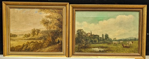 Lot 299 - A 19th century Continental landscape of cattle...