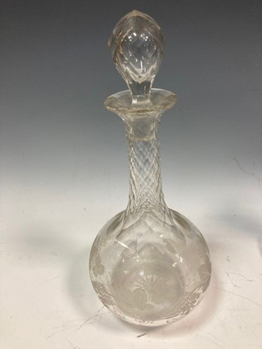 Lot 24 - Four glass decanters, two with cut and...