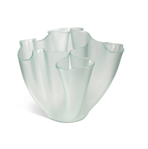 Lot 34 - A large frosted and textured glass handkerchief vase
