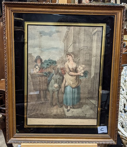 Lot 363 - Four prints in glazed verre eglomise frames;...
