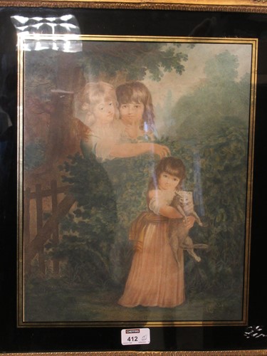 Lot 412 - Two prints in glazed verre eglomise frames of...