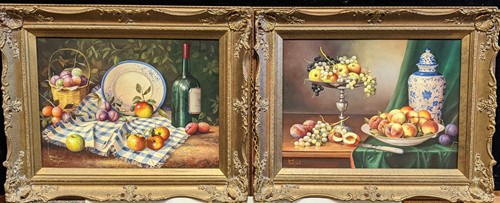 Lot 250 - Paul Morgan (1940-), a pair of still life...