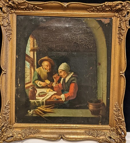 Lot 248 - Dutch School, interior scene with a woman...
