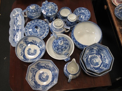 Lot 137 - A large quantity of Cauldon Chariot blue and...