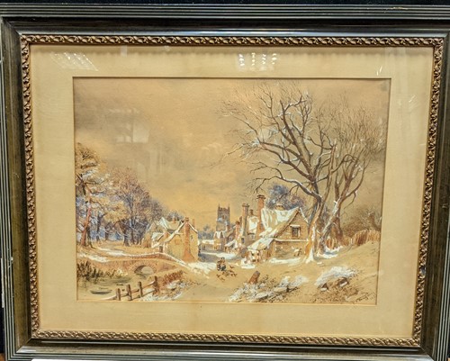 Lot 369 - C.T.J Brogniez (19th Century), winter village...