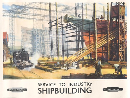 Lot 238 - Norman Hepple (British, 1908-1994), a BR(NE) Service to Industry, Shipbuilding poster