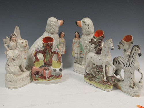 Lot 93 - A Staffordshire flat back of a boy riding a...