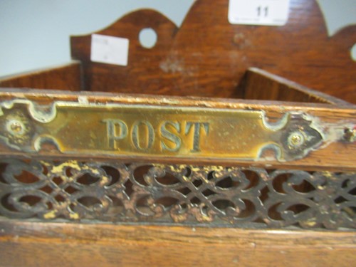 Lot 11 - A small letter box with brass labels, 'Post'...
