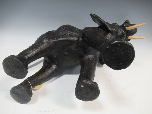 Lot 28 - A leather model of an elephant 48 x 56 x 29cm