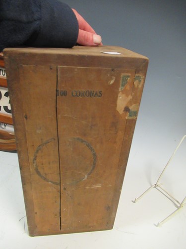 Lot 43 - A small pine tobacco cupboard, branded inside...
