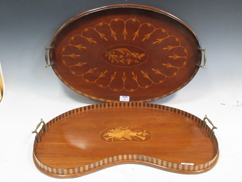 Lot 16 - An Edwardian two-handled inlaid tray, 60cm...