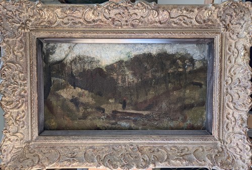 Lot 347 - Figure in an impressionistic landscape, oil on...