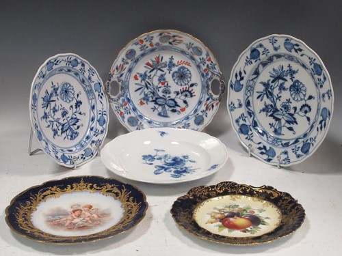 Lot 13 - Four Meissen blue and white plates and a...