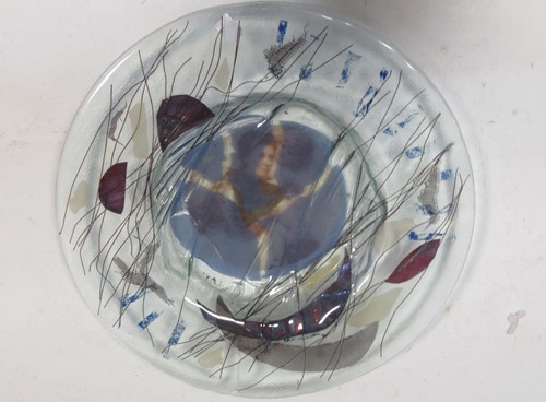 Lot 8 - A studio glass bowl, 41cm diameter, gilt...