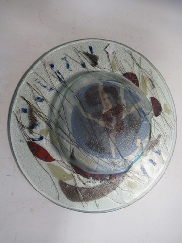 Lot 8 - A studio glass bowl, 41cm diameter, gilt...