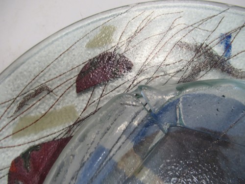 Lot 8 - A studio glass bowl, 41cm diameter, gilt...